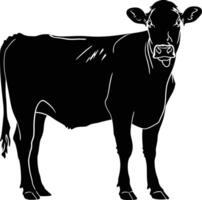 AI generated Silhouette cow black color only vector