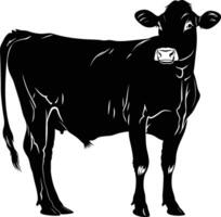 ai generado silueta vaca negro color solamente vector