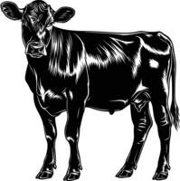 ai generado silueta vaca negro color solamente vector