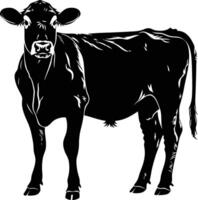 AI generated Silhouette cow black color only vector