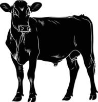 AI generated Silhouette cow black color only vector