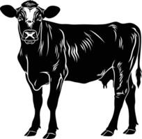 ai generado silueta vaca negro color solamente vector