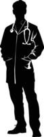 AI generated Silhouette doctor man full body black color only vector
