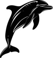 AI generated Silhouette dolphin black color only vector