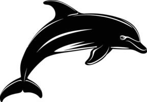 ai generado silueta delfín negro color solamente vector