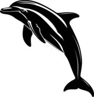 AI generated Silhouette dolphin black color only vector