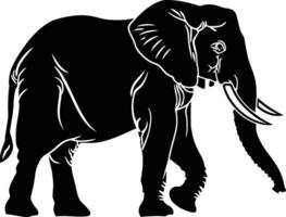 ai generado silueta elefante negro color solamente vector