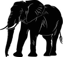 ai generado silueta elefante negro color solamente vector