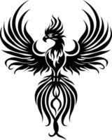 AI generated Silhouette Phoenix the fire bird full body black color only vector