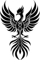 AI generated Silhouette Phoenix the fire bird full body black color only vector