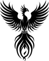 AI generated Silhouette Phoenix the fire bird full body black color only vector