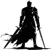 AI generated Silhouette knight full body black color only vector