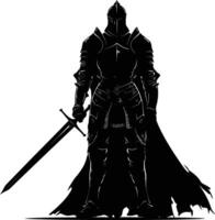 AI generated Silhouette knight full body black color only vector