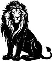 AI generated Silhouette lion black color only vector