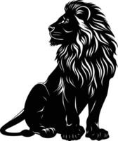 AI generated Silhouette lion black color only vector