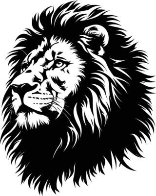 AI generated Silhouette lion black color only
