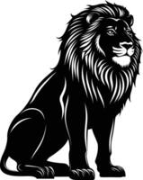 AI generated Silhouette lion black color only vector