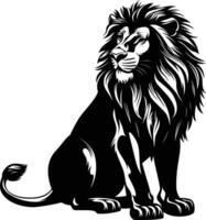 AI generated Silhouette lion black color only vector