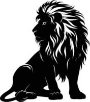 AI generated Silhouette lion black color only vector