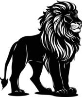 AI generated Silhouette lion black color only vector