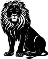 AI generated Silhouette lion black color only vector