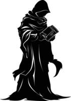 AI generated Silhouette mage full body black color only vector