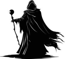 AI generated Silhouette mage full body black color only vector