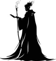 AI generated Silhouette mage full body black color only vector