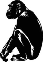 AI generated Silhouette monkey black color only vector