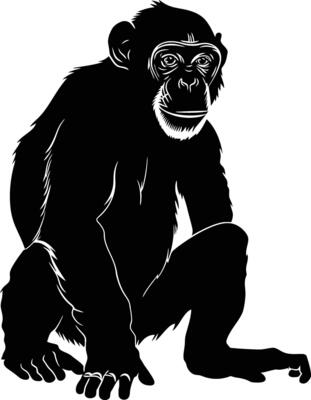 AI generated Silhouette monkey black color only
