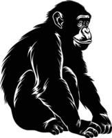 AI generated Silhouette monkey black color only vector