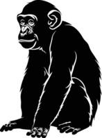 AI generated Silhouette monkey black color only vector