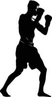 AI generated Silhouette muay thai full body black color only vector