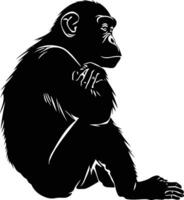 AI generated Silhouette monkey black color only vector