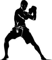 AI generated Silhouette muay thai full body black color only vector