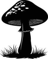 AI generated Silhouette mushroom full body black color only vector