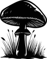 AI generated Silhouette mushroom full body black color only vector