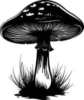 AI generated Silhouette mushroom full body black color only vector