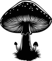 AI generated Silhouette mushroom full body black color only vector