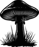 AI generated Silhouette mushroom full body black color only vector