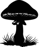 AI generated Silhouette mushroom full body black color only vector