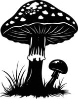 AI generated Silhouette mushroom full body black color only vector