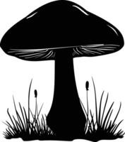 AI generated Silhouette mushroom full body black color only vector