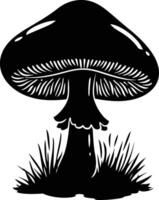 AI generated Silhouette mushroom full body black color only vector