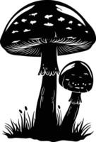 AI generated Silhouette mushroom full body black color only vector