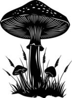 AI generated Silhouette mushroom full body black color only vector