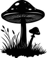 AI generated Silhouette mushroom full body black color only vector