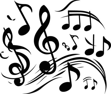 AI generated Silhouette musical notes logo symbol black color only