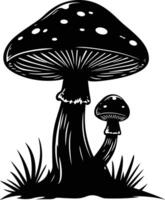 AI generated Silhouette mushroom full body black color only vector