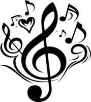 AI generated Silhouette musical notes love logo symbol black color only vector
